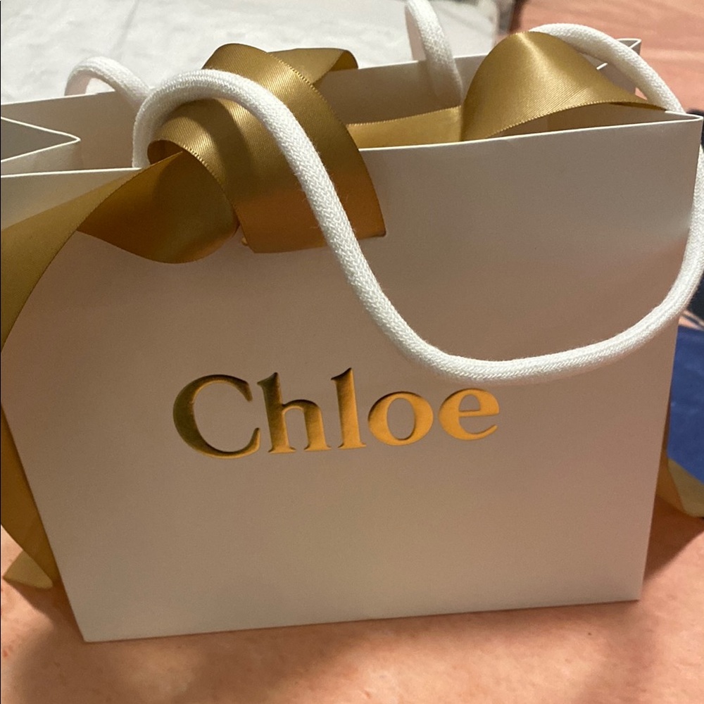 Chloe White gift paper shopping Bag with Gold ribbon unused